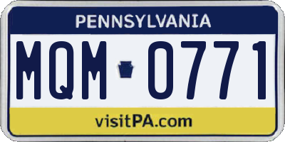 PA license plate MQM0771