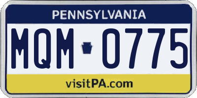 PA license plate MQM0775