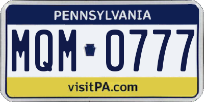 PA license plate MQM0777