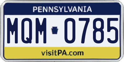 PA license plate MQM0785