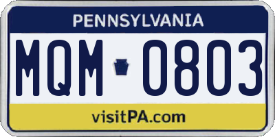 PA license plate MQM0803
