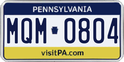 PA license plate MQM0804