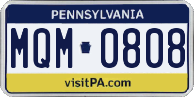 PA license plate MQM0808