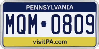 PA license plate MQM0809