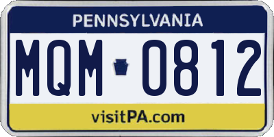 PA license plate MQM0812