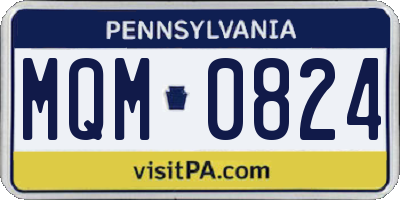 PA license plate MQM0824