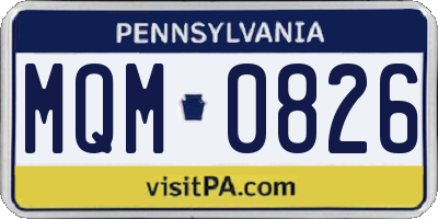 PA license plate MQM0826