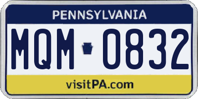 PA license plate MQM0832