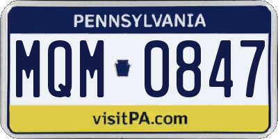 PA license plate MQM0847