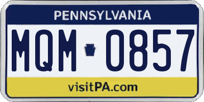 PA license plate MQM0857
