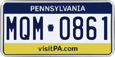 PA license plate MQM0861