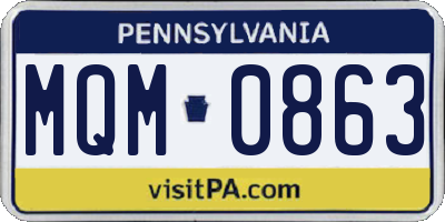 PA license plate MQM0863