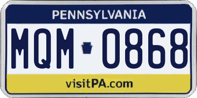 PA license plate MQM0868