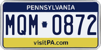 PA license plate MQM0872