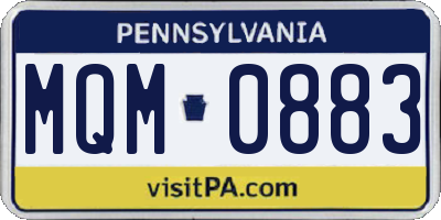 PA license plate MQM0883