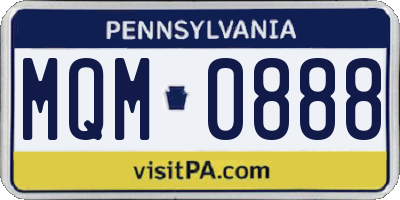 PA license plate MQM0888