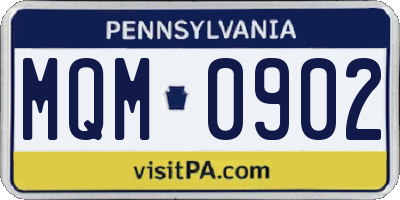 PA license plate MQM0902