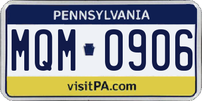 PA license plate MQM0906