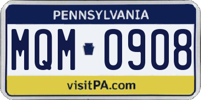 PA license plate MQM0908