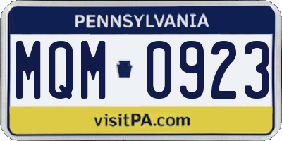 PA license plate MQM0923