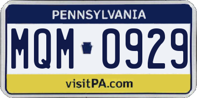 PA license plate MQM0929