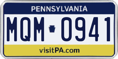 PA license plate MQM0941