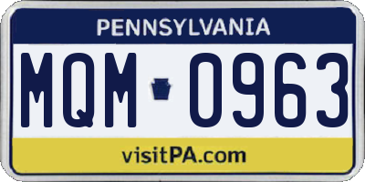 PA license plate MQM0963