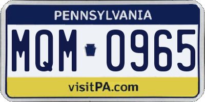 PA license plate MQM0965