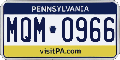 PA license plate MQM0966