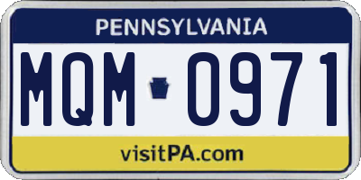 PA license plate MQM0971