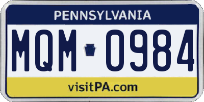 PA license plate MQM0984
