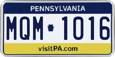 PA license plate MQM1016