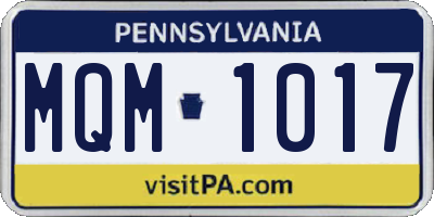PA license plate MQM1017