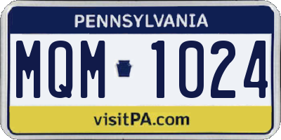 PA license plate MQM1024