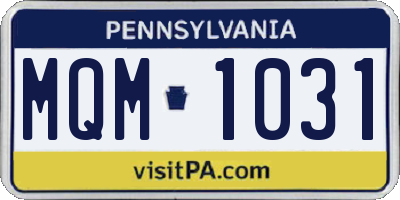 PA license plate MQM1031