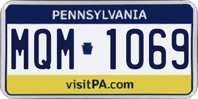 PA license plate MQM1069