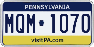 PA license plate MQM1070