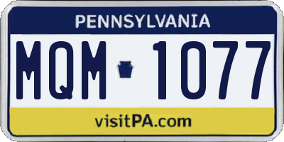 PA license plate MQM1077