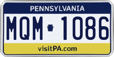 PA license plate MQM1086
