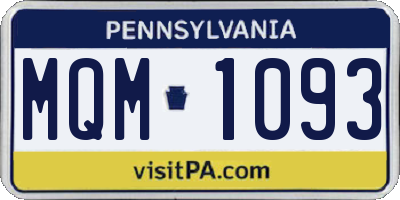 PA license plate MQM1093