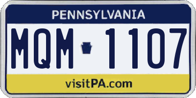 PA license plate MQM1107
