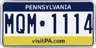 PA license plate MQM1114