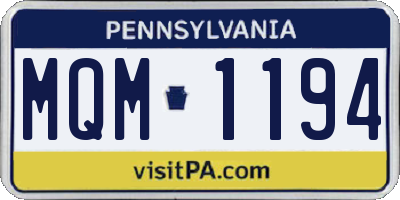 PA license plate MQM1194