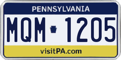 PA license plate MQM1205