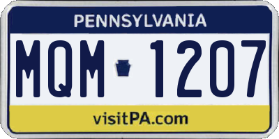 PA license plate MQM1207