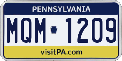 PA license plate MQM1209