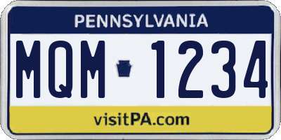 PA license plate MQM1234