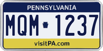 PA license plate MQM1237
