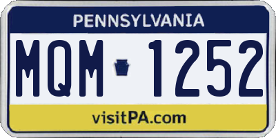 PA license plate MQM1252