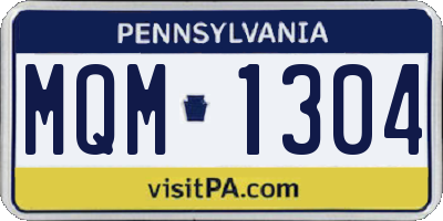 PA license plate MQM1304